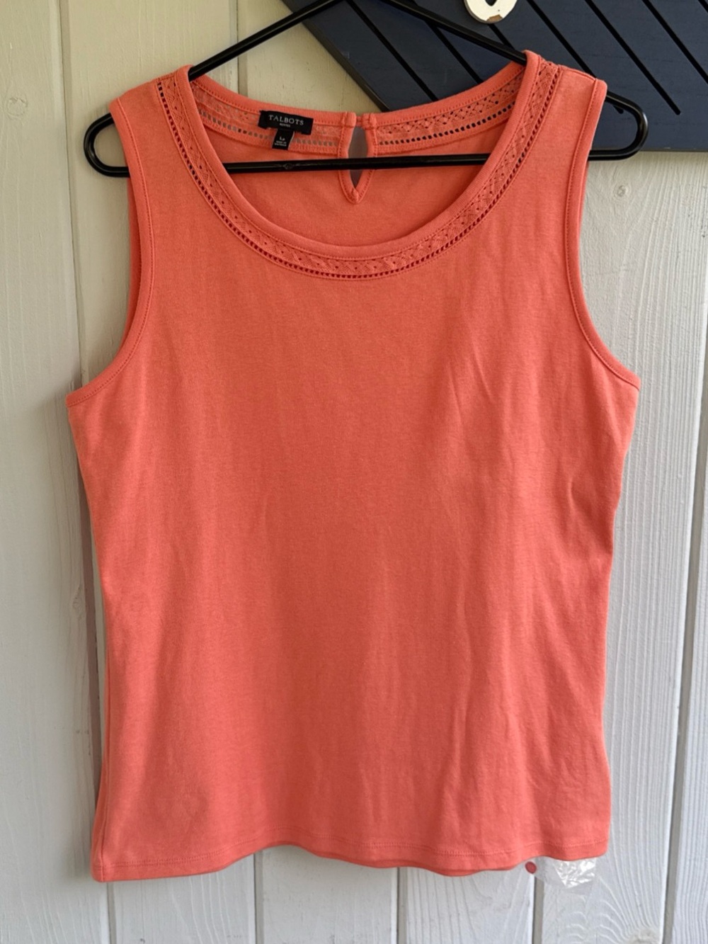 Talbots Coral Crochet-Trim Sleeveless Tank